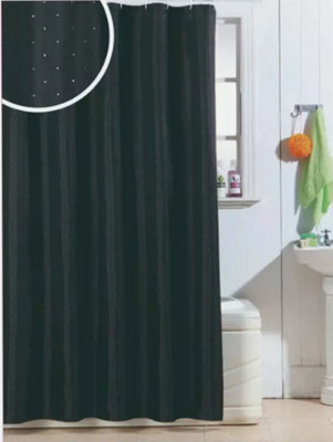 B&Q Diamante Glitter Bathroom Shower Curtain 180X180Cm - Black