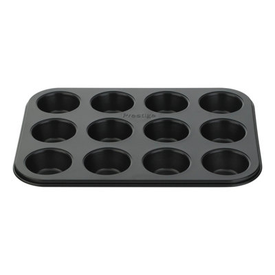 Prestige Inspire Black Rectangular Steel Easy Clean Non-Stick Mini 12 Cup Muffin Tin from B&Q