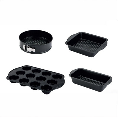 Prestige Aerolift Black Carbon Steel Dishwasher And Freezer Safe Non-Stick Baking Pan Set Pack Of 4 from B&Q