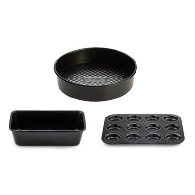 Prestige Inspire Black Carbon Steel Freezer And Oven Safe Non-Stick Baking Tin Set Pack Of 3