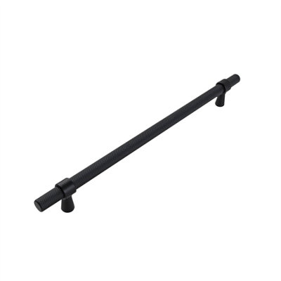 Keypak 10 Pack Knurled T Bar Pull Handles 224mm Hole Centre BlackFor Modern Kitchen Cabinet & Drawer Upgrade from B&Q