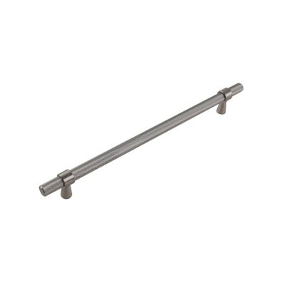Keypak 10 Pack Knurled T Bar Pull Handles 224mm Hole Centre Satin NickelKitchen Cabinet & Drawer Modern Fittings from B&Q