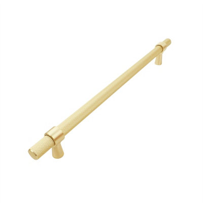 Keypak 10 Pack Knurled T Bar Pull Handles 224mm Hole Centre Brushed BrassSleek Modern Look For Drawers & Cabinets from B&Q
