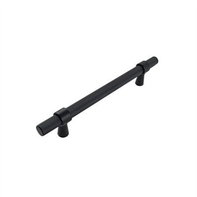 Keypak 10 Pack Knurled T Bar Pull Handles 128mm Hole Centre BlackFor Modern Kitchen Drawer & Cabinet Use from B&Q