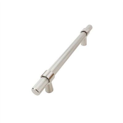 Keypak 10 Pack Knurled T Bar Pull Handles 128mm Hole Centre Satin NickelFor Modern Kitchen Drawer & Cabinet Use from B&Q