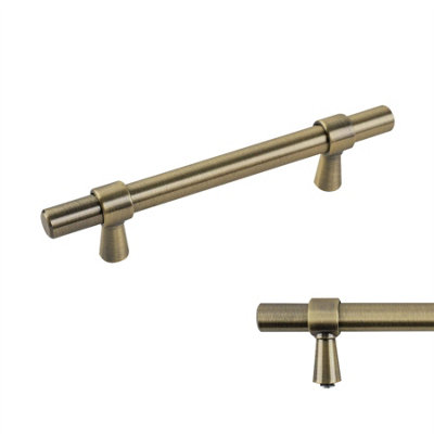 Keypak 10 Pack Smooth T Bar Pull Handle 96mm Hole Centre Antique BrassModern Cabinet & Kitchen Drawer Fittings from B&Q