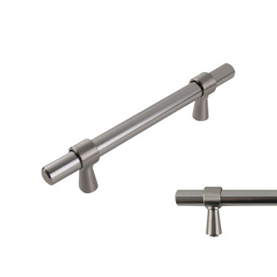 Keypak 10 Pack Smooth T Bar Pull Handle 96mm Hole Centre Satin NickelModern Finish For Cabinets & Kitchen Drawers from B&Q