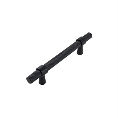 Keypak 10 Pack Knurled T Bar Pull Handles 96mm Hole Centre BlackFor Kitchen Cabinets & Drawer Units from B&Q