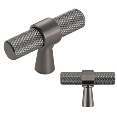 Keypak 10 Pack Knurled T Pull Cabinet Handles SetSatin NickelSleek Modern Look Knobs For Kitchen Drawers & Cabinets from B&Q