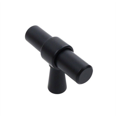 Keypak 10 Pack Smooth T Pull Handle Set 50mm BlackModern Kitchen Drawer And Cabinet Handles from B&Q
