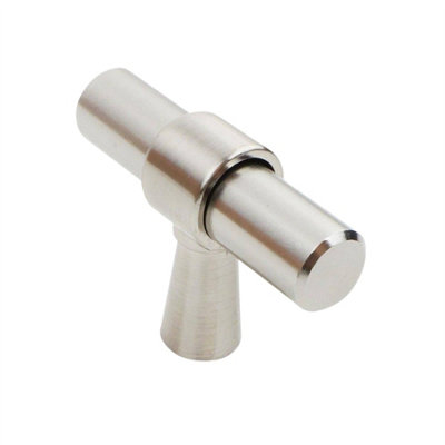 Keypak 10 Pack Smooth T Pull Handle Set 50mm Satin NickelSleek Modern Look For Kitchen Drawers & Cabinets from B&Q