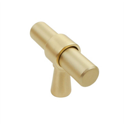 Keypak 10 Pack Smooth T Pull Handle Set 50mm Brushed BrassModern Cabinet & Drawer Handle For Kitchens from B&Q