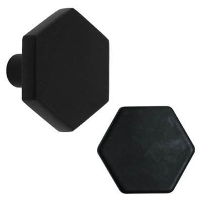 Keypak 10 Pack Hexagonal Knobs 35mm BlackModern Cabinet & Drawer Knob Handles For KitchenFurniture & Diy from B&Q