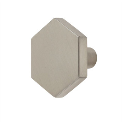 Keypak 10 Pack Hexagonal Knobs 35mm Satin NickelModern Cabinet & Drawer Knob Handles For KitchenFurniture & Diy from B&Q
