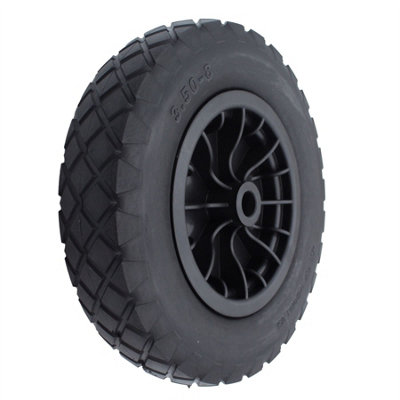 Keypak 13" (330mm) Puncture Proof Solid Wheelbarrow Wheel 13mm Bore & Rust-Proof Black Plastic RimReplacement Tyre from B&Q