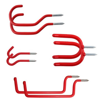 Keypak Assorted Screw-In HooksRed Pvc Coated50Kg CapacityHeavy-DutyRust ResistantFor GarageShedGym (8 Pack) from B&Q