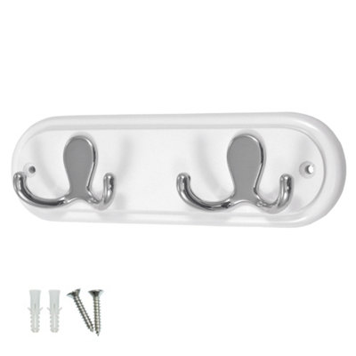 Keypak Door & Wall Mounted Robe Coat Rack With 2 Double HooksSmall 22Cm Jacket Hanger from B&Q