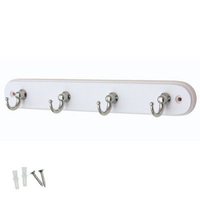 Keypak 4-Hook Wall-Mounted Key TidyKey Holder For Entryway Hallway Living RoomChrome On White from B&Q