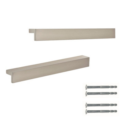 Keypak L-Shaped Cabinet Pull Bar Handles 185mmSatin NickelDiy Drawer Cupboard Furniture Pulls from B&Q