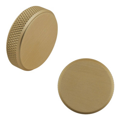 Keypak 10 Pack Coin Cabinet Knob Knurled Edge 35mm Brushed BrassDecorative DrawerCupboard & Wardrobe Pull Handle from B&Q
