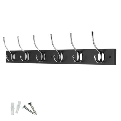 Keypak Victorian 6 Hook Wall-Mount Wooden Coat Rack68CmBlack BoardPolished Chrome HookPre-AssembledFixings Included from B&Q
