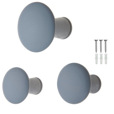 Keypak Decorative Wall Hooks Wall-Mounted Coat HooksSet Of 3 Round Wooden HangersScrew-In -50mmModern from B&Q