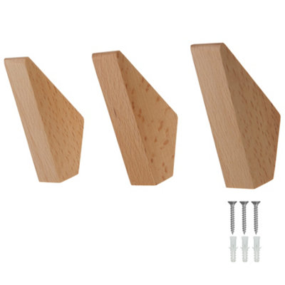 Keypak Coat Hooks Beech Decorative Wooden Wall HooksSet Of 3Screw-In Hangers For BathroomBedroomHallway from B&Q