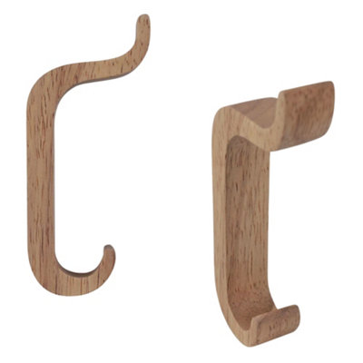 Keypak 5 Pack Scandi Wooden J Hook Wall Mounted Coat Hook Minimalist Scandinavian Wall Hook For Storage from B&Q