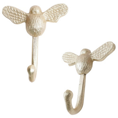 Keypak 5 Pack Bumble Bee Brushed Brass HookModern Wall Hook For CoatsRobes & Towels from B&Q