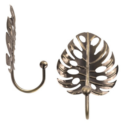 Keypak 5 Pack Small Leaf Brushed Brass HookModern Wall Hook For CoatsRobes & Towels from B&Q