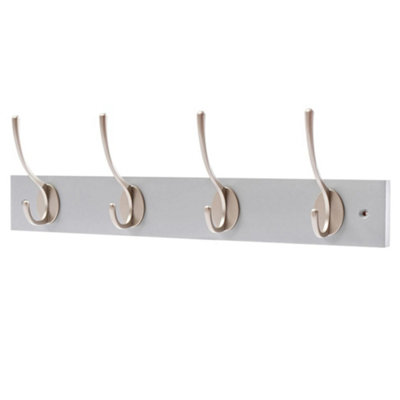 Keypak Victorian 4 Hook Wall-Mount Wooden Coat Rack45CmDove Bloc With Satin Nickel HooksFixings Included from B&Q