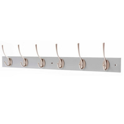 Keypak Victorian 6 Hook Wall-Mount Wooden Coat Rack68CmDove Bloc With Satin Nickel HooksFixings Included from B&Q