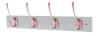 Keypak Victorian 4 Hook Wall-Mount Wooden Coat Rack45CmDove Bloc With Rose HooksFixings Included from B&Q