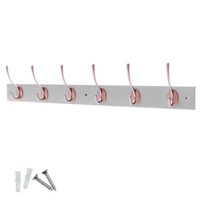 Keypak Victorian 6 Hook Wall-Mount Wooden Coat Rack68CmDove Bloc With Rose HooksFixings Included from B&Q