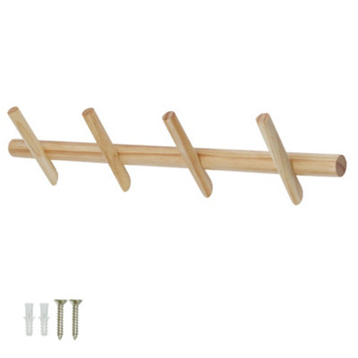 Keypak 4 Hook Floating Coat Rack 60Cm Pine WoodWall Mounted Space Saving Hanger For CoatsScarfsBags & Everyday Accessories from B&Q