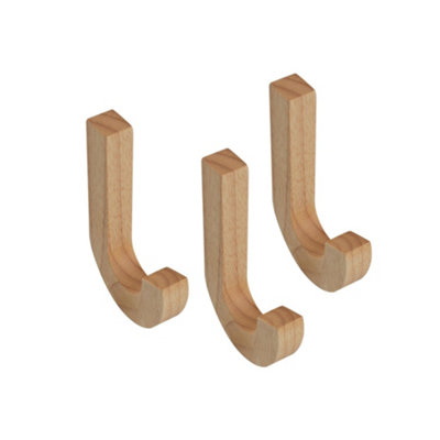 Keypak Coat Hooks Pine Decorative Wooden HooksSet Of 3 Screw-In Wall Hangers125mm X 17mmNordic Coat & Towel Hook from B&Q