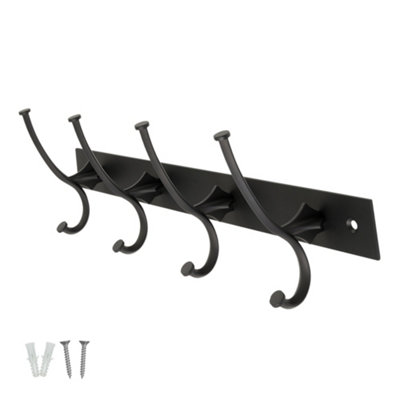 Keypak Wall Mounted Coat Rack Black4 Hook Modern Industrial Coat HookDecorative Hook Hanger BathroomBedroomHallway from B&Q