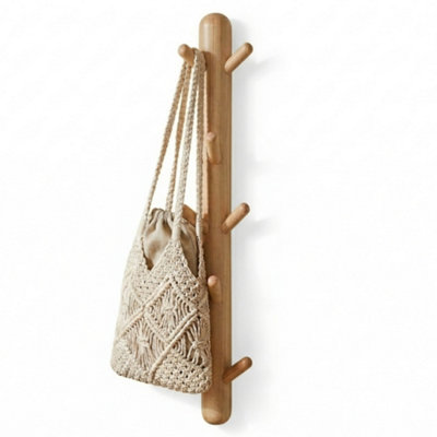 Keypak Wall Mounted Totem Coat Rack8 Hook Scandi Branch HangerVertical Wooden Hook Rail For TowelsHats & Bags In Hallway from B&Q