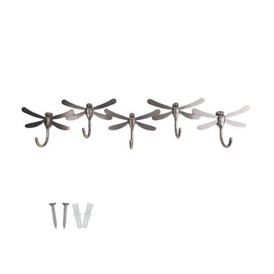 Keypak Brushed Brass Dragonfly Hook Rail Wall Mounted Metal Rack For Coat Key Towel Rack Storage from B&Q