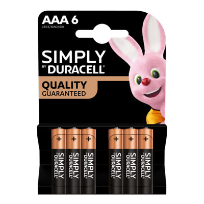 Duracell Simply Alkaline Power Aaa Batteries, 6 Pack