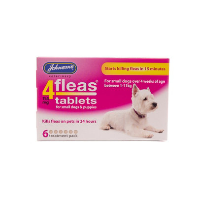 Johnsons Veterinary 4Fleas TabletsSmall Dogs & Puppies Upto 11Kg 6 TabletsPack Of 6 from B&Q