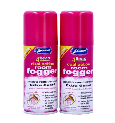 Johnsons 4Fleas Room Fogger Home Flea Killer 2 Pk Household Stops Eggs Larvae Hs from B&Q