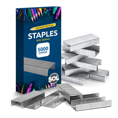 5000pk Staples 26/6 Standard Fit - 26/6mm Staples for Desktop Staplers and Pliers - 26/6 Staples 26/6mm