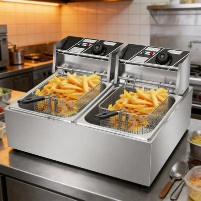 5000W 20L Dual Tank Commercial Electric Deep Fryer