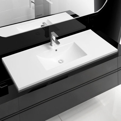 5001 Ceramic 120cm x 45cm Mid-Edge Inset Basin with Scooped Bowl