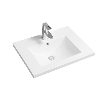 5001 Ceramic 61cm Mid Edge Inset Basin with Scooped Bowl
