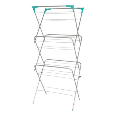 3 Tier 14M Concertina Airer Indoor And Outdoor Laundry Hanger Clothes Dryer Rack Metal Silver from B&Q