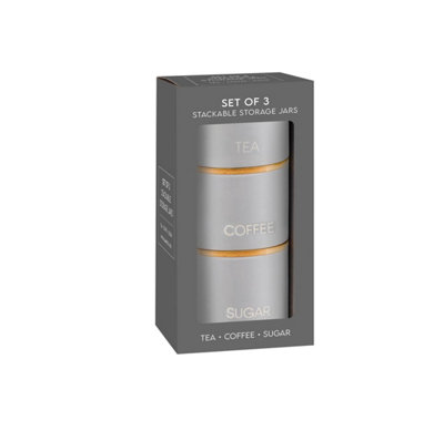 Ceramic Stackable Tea Coffee Sugar Canister Set from B&Q