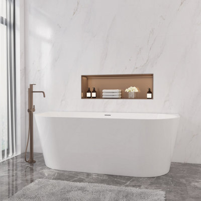AVER-GROWTH Modern Bathtub Acrylic Freestanding Bath Designer Back To Wall Double Ended Tub 1700X800mm from B&Q