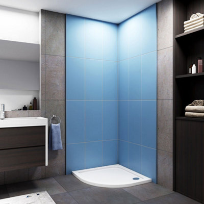 B&Q -  1000X1000mm Quadrant Slimline Shower Enclosure Shower Stone Tray With Free Waste Trap